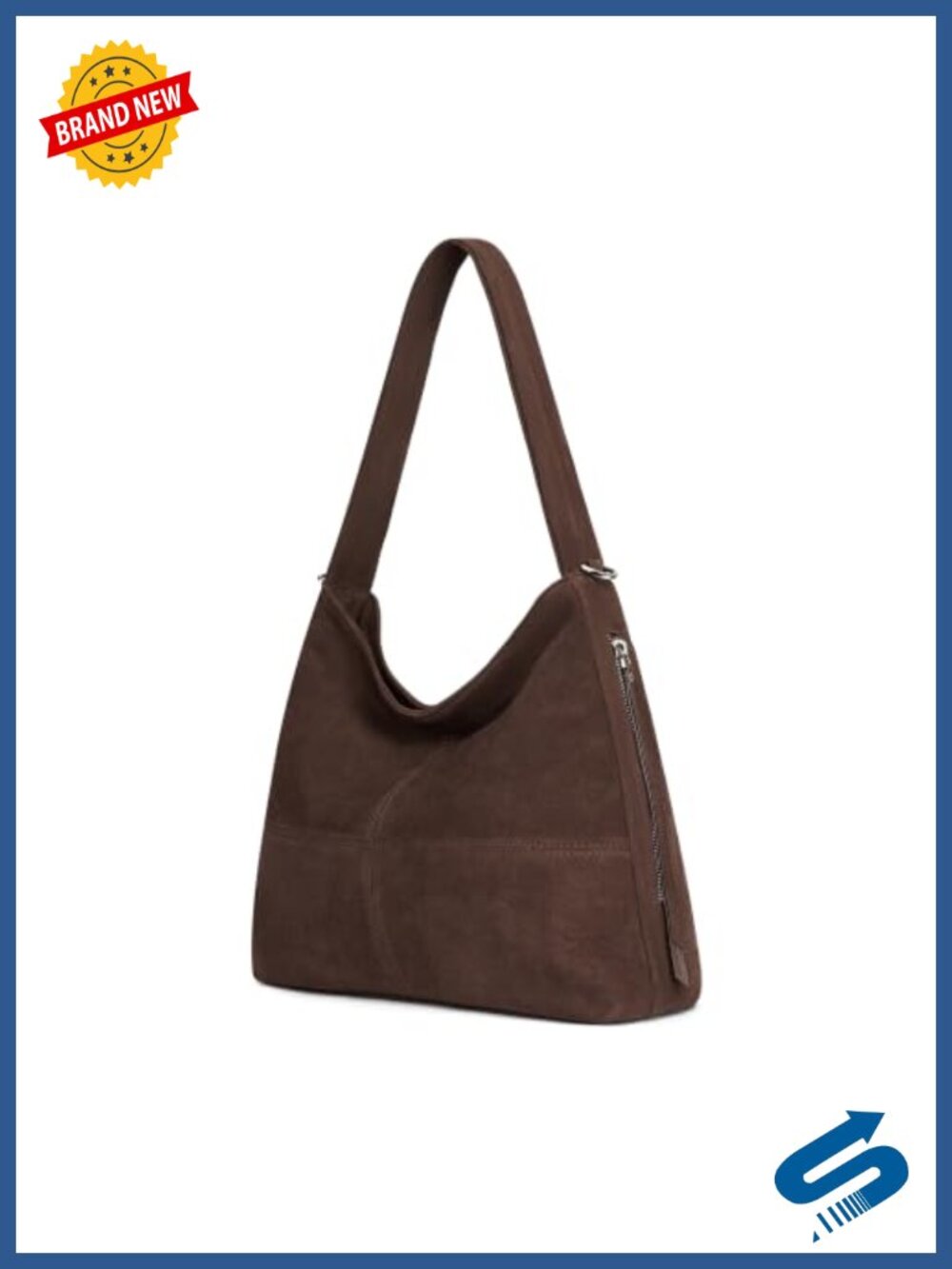 Genuine Suede Leather Hobo Bag Women Crossbody Tote with 2 Straps
